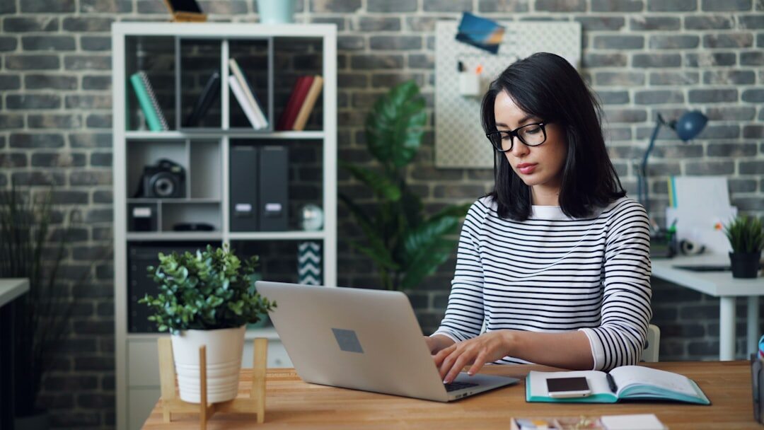 blog writer at desk