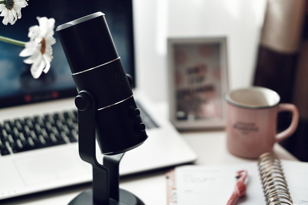 close up of podcast microphone