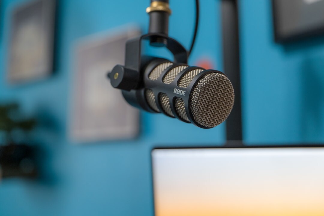 podcaster recording in studio