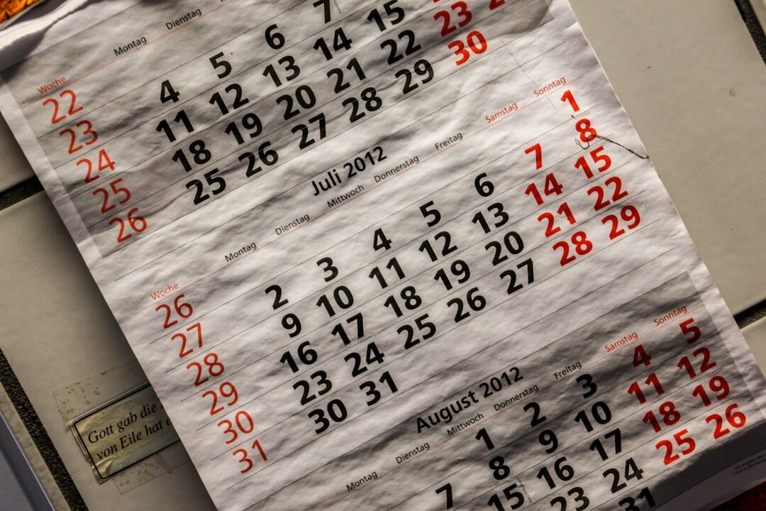 content calendar on wall